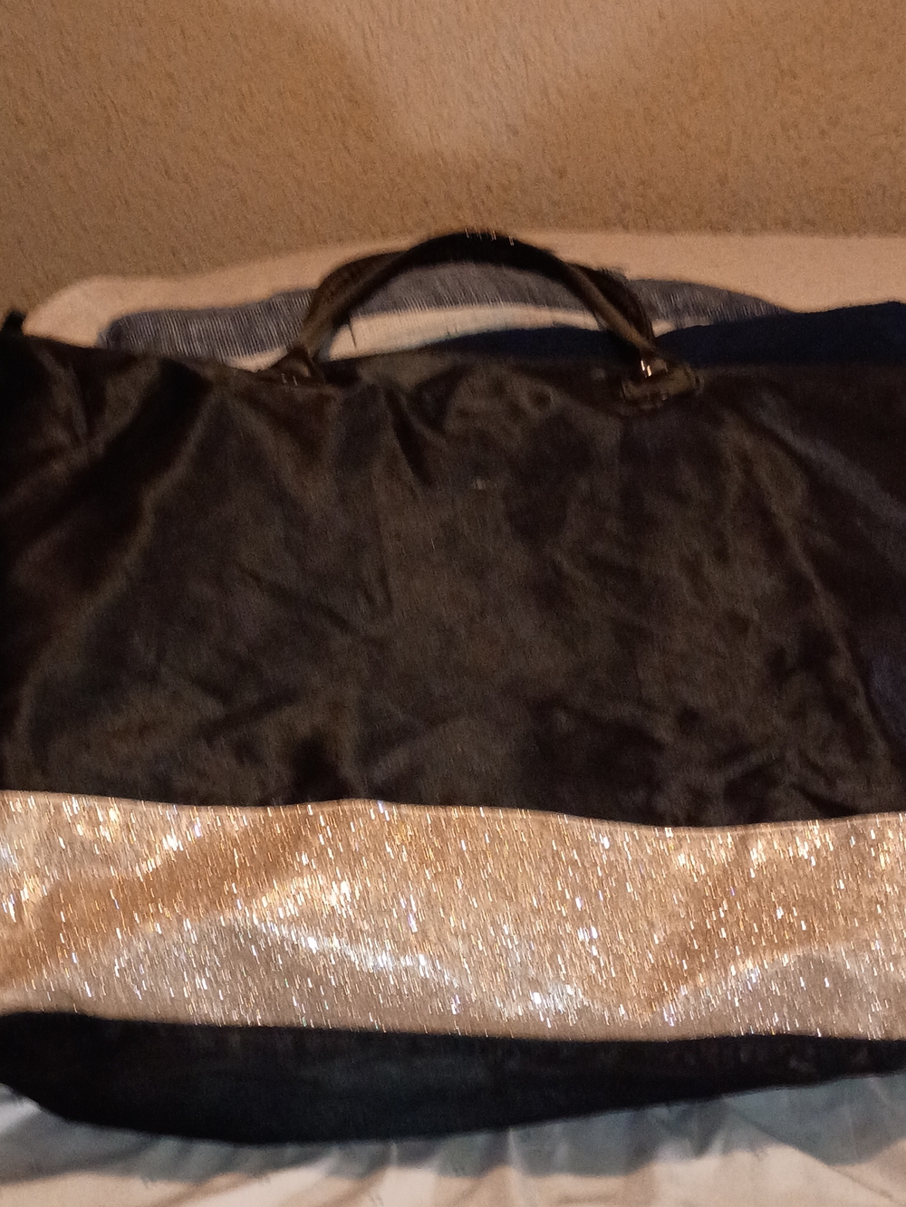 Black Tote with Sparkling Gold Band - Women